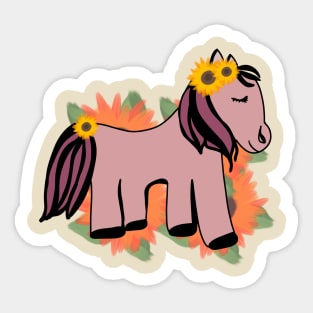 Pony with sunflowers Sticker